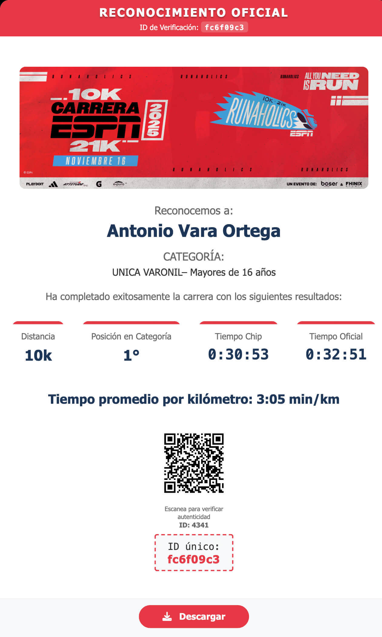 Certificación MyLAPS